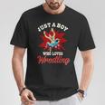 Just A Boy Who Loves Wrestling Boys Wrestle Wrestler T-Shirt Personalized Gifts