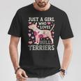 Just A Girl Who Loves Bull Terriers Dog Silhouette Flower T-Shirt Unique Gifts
