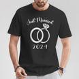 Just Married 2024 Wedding Rings Matching Couple Newlyweds T-Shirt Funny Gifts