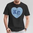 Kansas City Heart Kc Hearts I Love Kc Letters Blue Vintage T-Shirt Unique Gifts