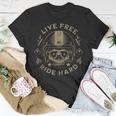 Live Free Ride Hard Motorcycle Riding Vintage Skull Graphic T-Shirt Unique Gifts