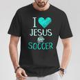 I Love Jesus And Soccer Christian Futbal Goalie T-Shirt Unique Gifts