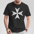 Maltese Cross Small Breastpocket White Print T-Shirt Unique Gifts