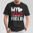 Mein Herz Ist Auf Dem Feld Baseball Papa T-Shirt Lustige Geschenke