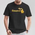 Michigangster Gold Detroit Michigan Midwest Mitten T-Shirt Unique Gifts