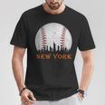 New York Ny Skyline Baseball Vintage Met At Gameday T-Shirt Unique Gifts