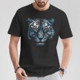 Obra De Arte De Tigre Ojos Azules Arte Animal Tigre Camiseta unisex Regalos divertidos