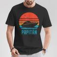 Papitän Motorboot Bootsführerscheinatertag Papa Kapitän T-Shirt Lustige Geschenke