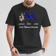 Peace Love Hope Black & Navy Ribbon Ocular Melanoma Aware T-Shirt Unique Gifts