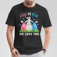 Pink Or Blue We Love You Gender Reveal Easter Bunny Dad Mom T-Shirt Unique Gifts