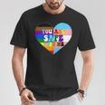 Progress Pride Love Flag Heart Lgbtq You Are Safe With Me T-Shirt Unique Gifts