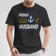 Proud Navy Husband Military Spouse Support Anchor Cute Blue T-Shirt Unique Gifts