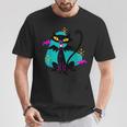 Retro Atomic Age Mid Century Vampire Black Cat W Bat Wings T-Shirt Unique Gifts