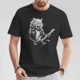 Rock Cat Playing Guitar Guitar Cat Womens T-Shirt Unique Gifts