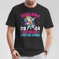 Schulkind 2024 Dabbing Unicorn Ich Rocke Jetzt Die Schule T-Shirt Lustige Geschenke