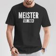 Schwarzes T-Shirt Meister EST. 2024, Vintage Schriftzug Design Lustige Geschenke