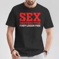 Sex Instructor First Lesson Is Free Adult Humor Orgy Jokes T-Shirt Unique Gifts