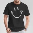 Smile Face Middle Finger Sarcasm Meme Quote T-Shirt Unique Gifts