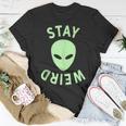 Stay Weird Stay Weird Alien Upside Down T-Shirt Unique Gifts