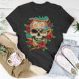 Sugar Skull Day Of Dead Cool Bone Head Skulls Snake Rose T-Shirt Unique Gifts