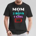 Tired Mom Of 2 Boys And 1 Girl Mother Sons Daughters T-Shirt Unique Gifts