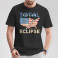 Total Solar Eclipse 04 08 2024 Path Of Totality Map Usa Flag T-Shirt Unique Gifts