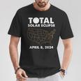 Total Solar Eclipse 2024 Party America Totality Usa Map T-Shirt Personalized Gifts