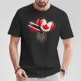Trinidadian Canadian Flags Inside Hearts With Roots T-Shirt Unique Gifts