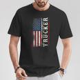Trucker Truck Driver American Usa Flag Vintage Trucker T-Shirt Unique Gifts