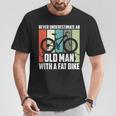 Never Underestimate An Old Man With A Fat Bike Cycling T-Shirt Unique Gifts