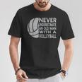 Never Underestimate An Old Man With Volleyball Coach Grandpa T-Shirt Unique Gifts