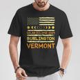Us Flag American Total Solar Eclipse 2024 Burlington Vermont T-Shirt Unique Gifts