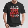 V Is For Video Games Valentine Gamer Valentines Day Boy T-Shirt Unique Gifts