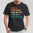 Vintage Fun Uncle Man Myth Bad Influence Father's Day T-Shirt Unique Gifts