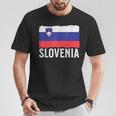 Vintage Slowenien Slowenien Flagge Slowenien Pride Herren Damen T-Shirt Lustige Geschenke