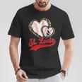 Vintage St Louis Baseball Leopard Heart Baseball Fans T-Shirt Unique Gifts