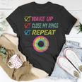 Wake Up Close My Rings Repeat Distressed Gym Workout T-Shirt Unique Gifts
