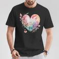 Watercolor Heart Valentine's Day Vintage Graphic Valentine T-Shirt Unique Gifts