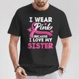 I Wear Pink Because I Love My Sister Breast Cancer Awareness T-Shirt Unique Gifts