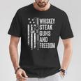 Whiskey Steak Guns And Freedom Usa Bbq Gun On Back T-Shirt Unique Gifts