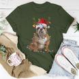 English Bulldog Dog Tree Christmas Lights Xmas Pajama T-Shirt Unique Gifts