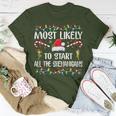 Most Likely To Start All The Shenanigans Family Xmas Holiday T-Shirt Unique Gifts
