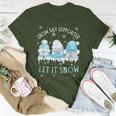 Snow Day Supporter Let It Snow Cute Blue Gnome Xmas Holiday T-Shirt Funny Gifts