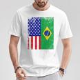 Brazilian American Flag Half Brazil Half Usa Pride T-Shirt Unique Gifts