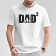 Damen Dad Hoch 2 Zweifacher Papaater Zwei Töchter Mit-Ausschnitt T-Shirt Lustige Geschenke