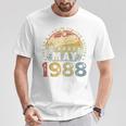 36 Years Old May 1988 Vintage 36Th Birthday Men T-Shirt Unique Gifts