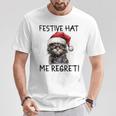 Christmas Cat Santa Hat Festive Hat Me Regret T-Shirt Unique Gifts