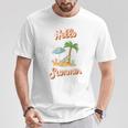 Hello Summer – Mit Sand Meer Sonnenschirm Und Palmenstimmung T-Shirt Lustige Geschenke