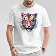Obra De Arte De Tigre Colorido Animal Arte Tigre Camiseta unisex Regalos divertidos