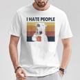 Odio A La Gente Bull Terrier Odio Retrointage Camiseta unisex Regalos divertidos